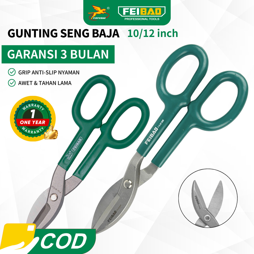 

Feibao Gunting Seng 10/12 Inch / Gunting Besi / Tin Snip / Tin scissors 10/12 Inch / F10-B102