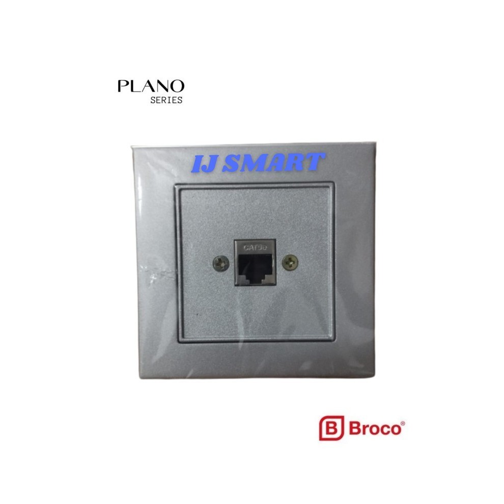 Stop Kontak Socket/Outlet Data Cat.5 RJ45 Broco Plano E174-99 - Silver