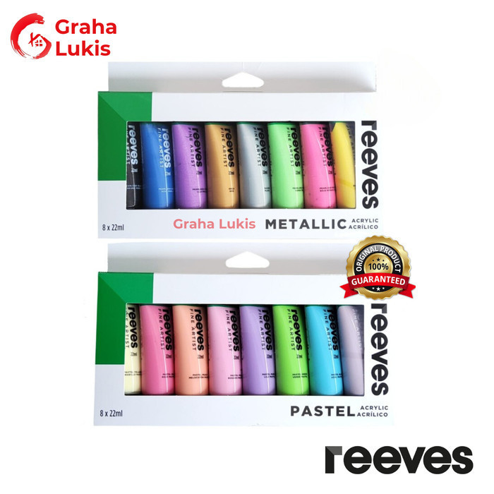 

Reeves Acrylic Artists 8x22ml Color Paint Set Pastel