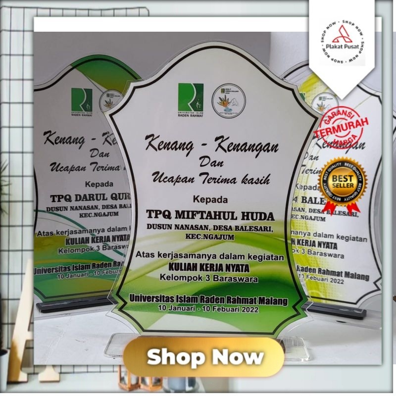 Pusat PLAKAT AKRILIK 2MM, plakat akrilik murah,plakat wisuda, penghargaan plakat pusat