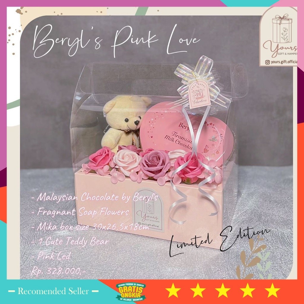 

KADO NIKAH HAMPERS MURAH VIRAL UNIK BAGUS / YOURS Beryls Pink Love hadiah coklat valentine kado ultah
