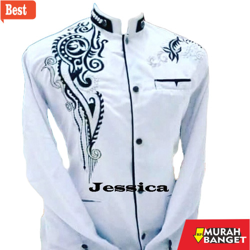 Baju muslim lengan panjang- Jasko Bordir Motif Terbaru 2022 kemko emboss Jasko Pria Dewasa baju koko