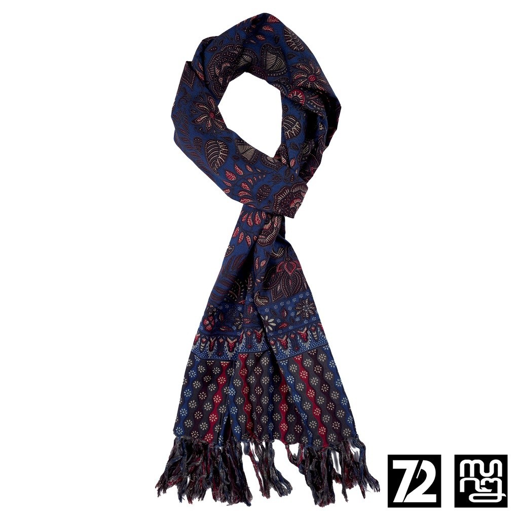 72 Batik - Syal Batik Scarft Motif Kembang Warna Biru 723790