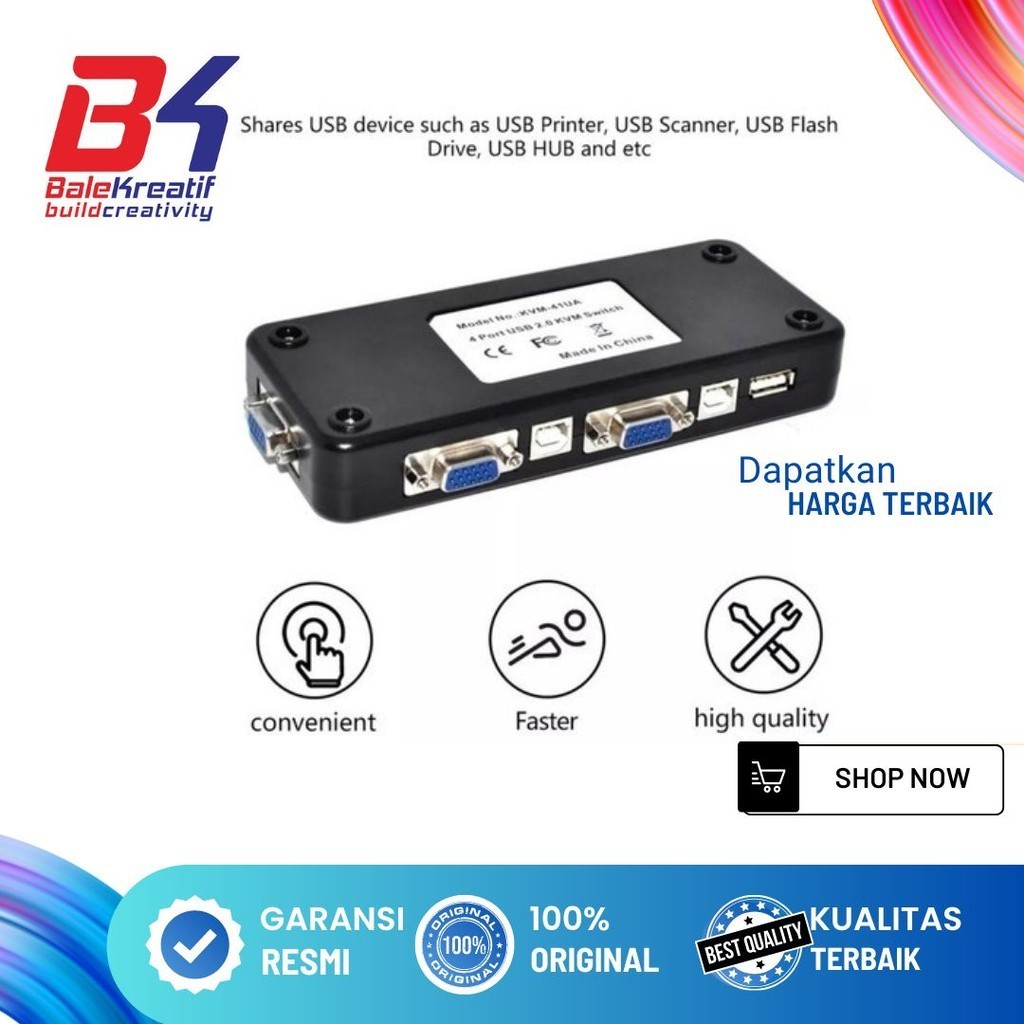 KVM Switch 4 Port USB 2.0 Manual KVM-4UK