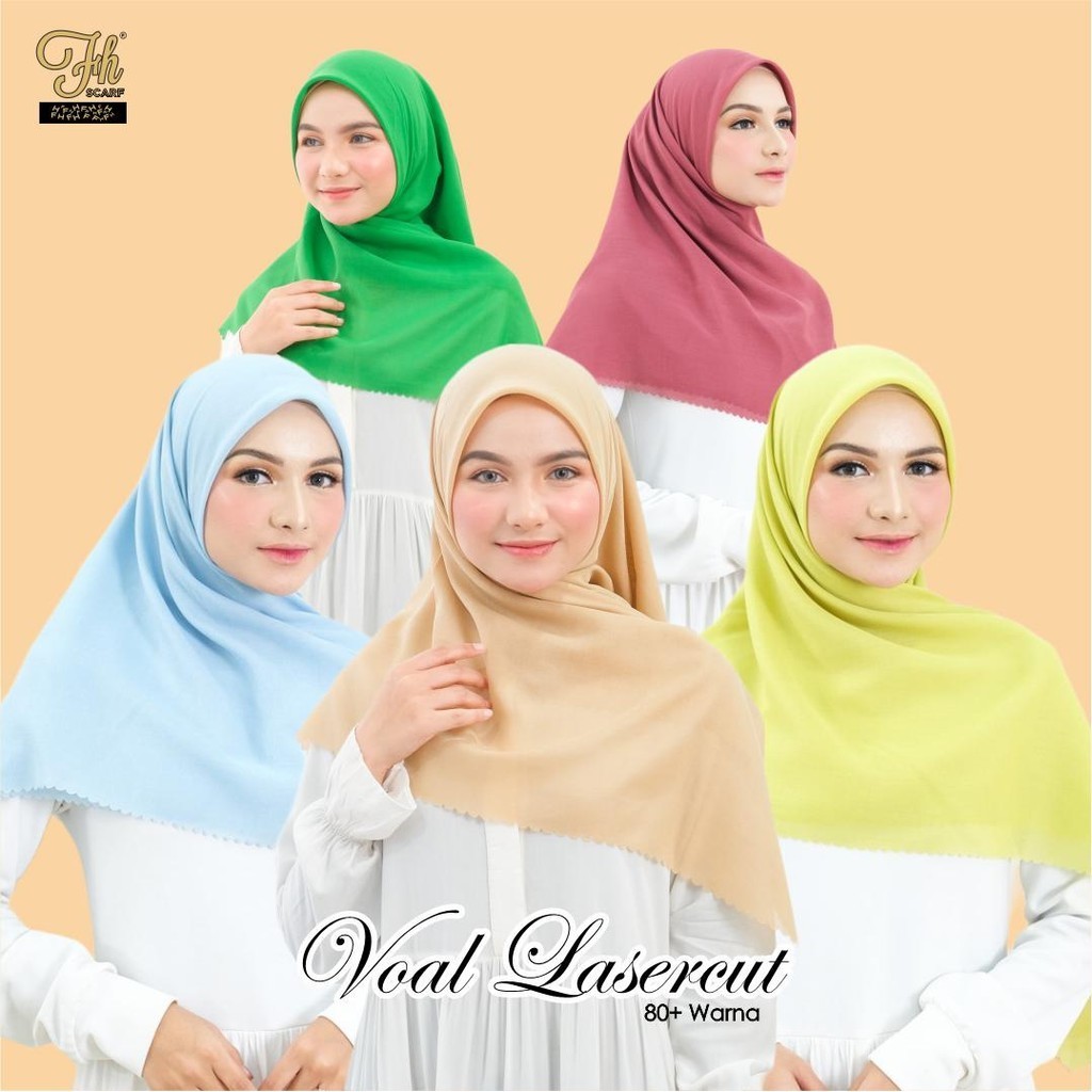 HIJAB VOAL SEGI EMPAT POLOS LASERCUT-FH2