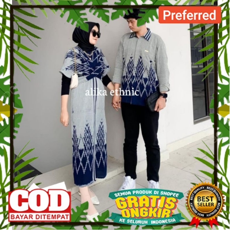 READY - Couple Tenun - Baju Tenun Couple - Dress Kondangan - Couple Tenun Batik - Batik Couple - Cou