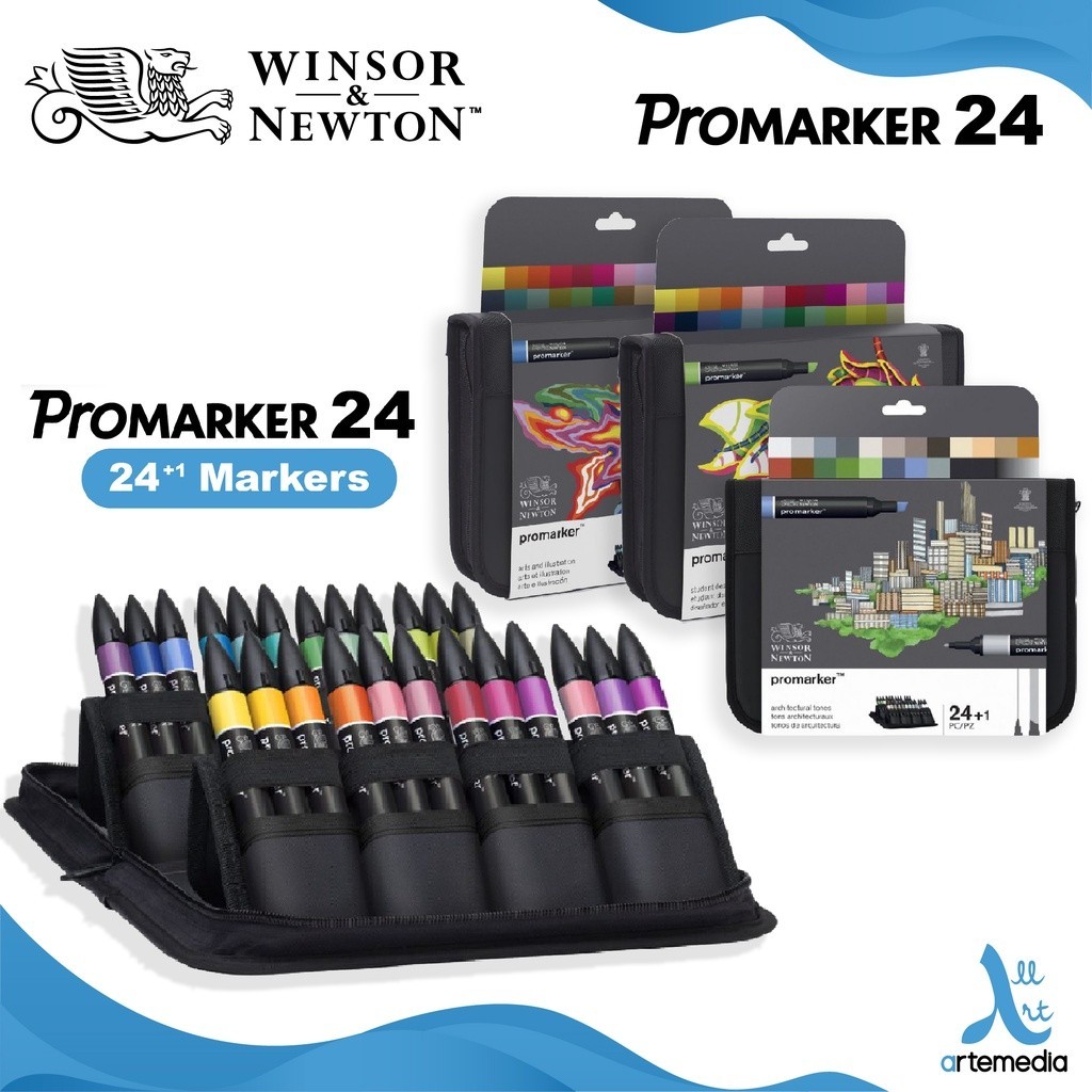 

Winsor & Newton Promarker 24 Warna Spidol Dual Tip Alkohol-Based Set Classic/Arsitektur/Ilustrasi