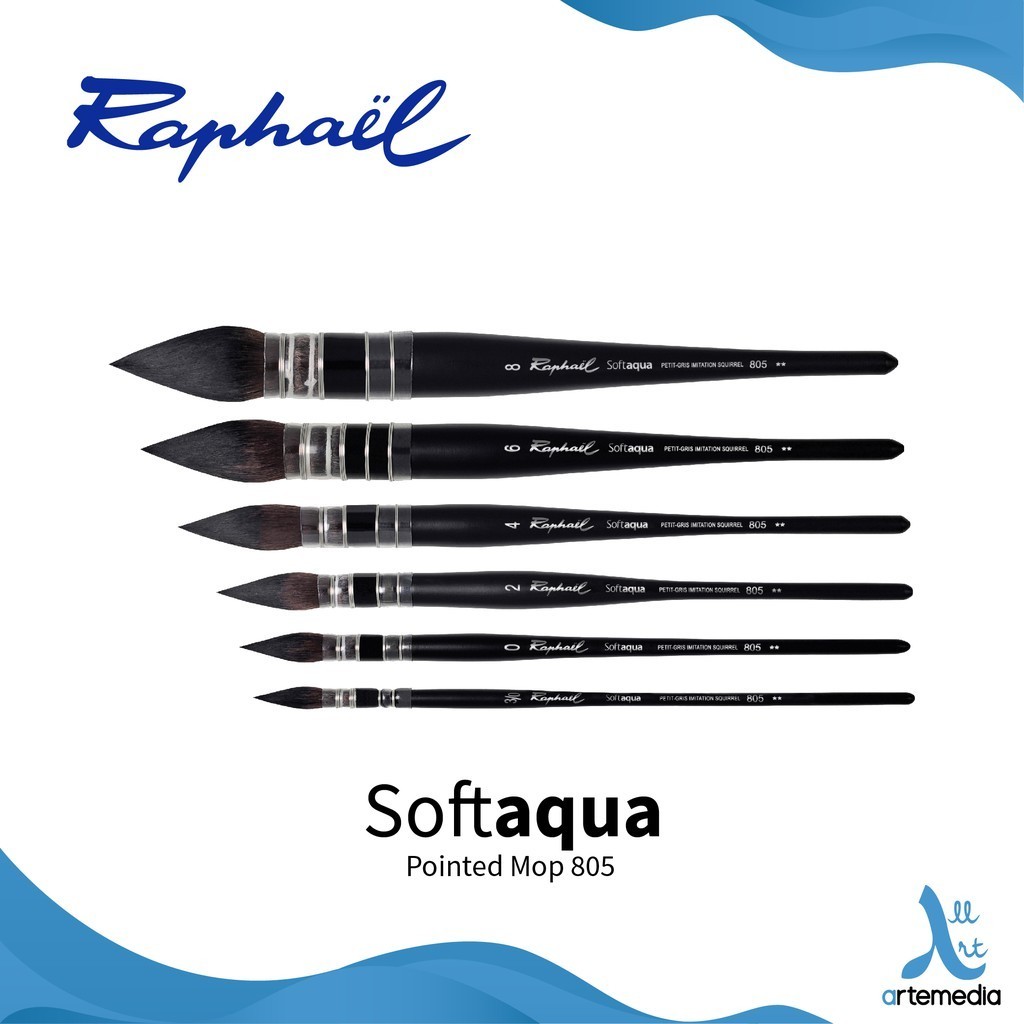 

Raphael 805 Kuas Lukis Wash Mop Softaqua Synthetic Brush Short Handle