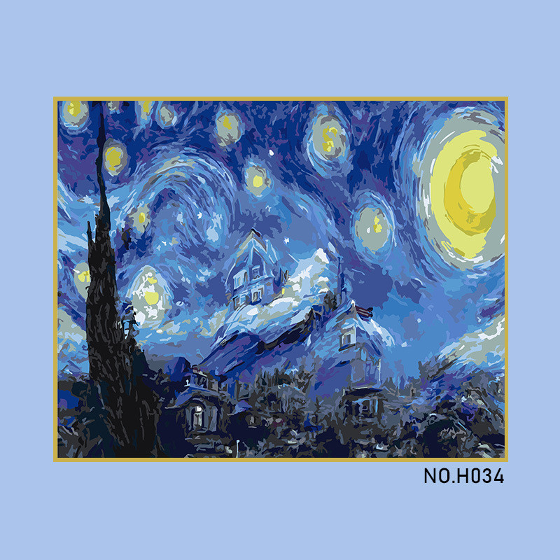 

paint by number canvas [With Frame 30x40cm]paint by number DIY Nomor Lukisan Minyak Lukisan Tangan Mewarnai Lukisan Minyak Van Gogh Hogwarts Buatan Tangan Menggantung Lukisan/392
