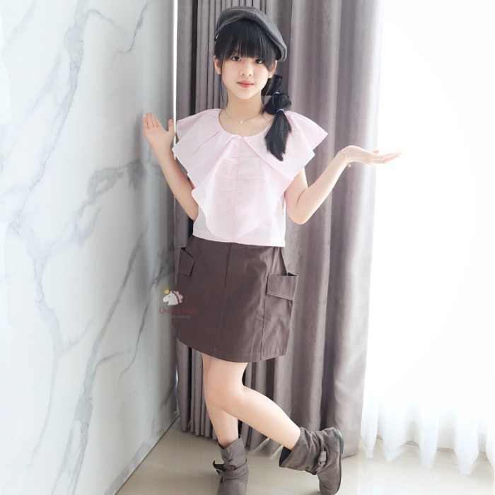 Tiara Set QK216 / Setelan Anak Perempuan / Setelan Rumahan - Hijau-Hitam, 6