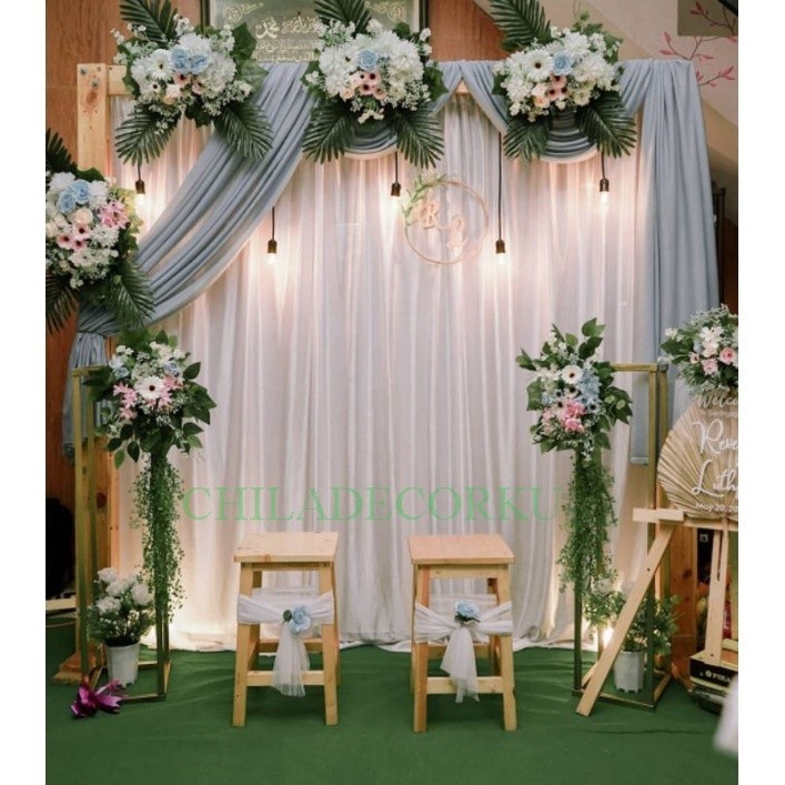 DECORASI BACKDROP LAMARAN WEDDING RUSTIK KAYU