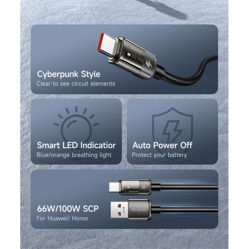 MCDODO Kabel Data USB Type C 6A Fast Charging Auto Disconnect Ca-3150 - Ca-6190 1m