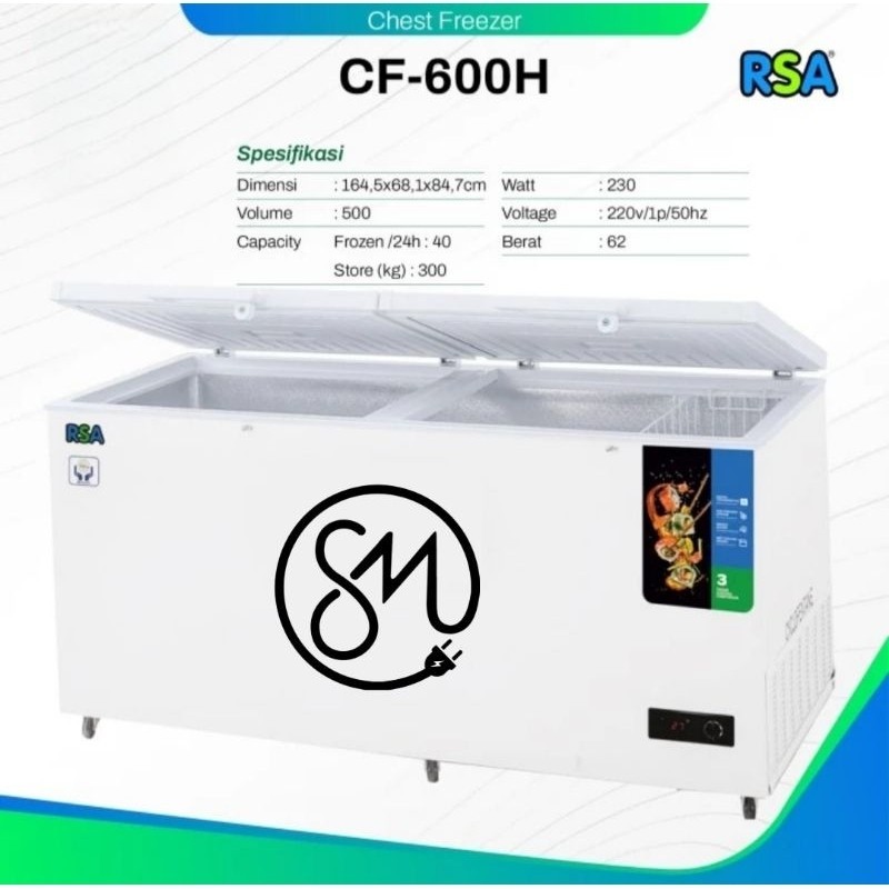 Chest Freezer RSA CF-600H 500 Liter CF600 H Freezer Box CF 600 H