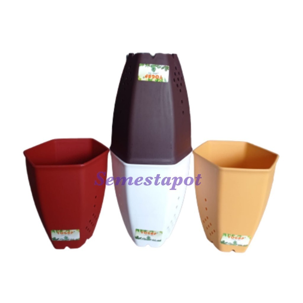 6 PCS Pot Yogap YPS 25 Segi Enam Setengah Lusin Pot Plastik Bunga Tanaman