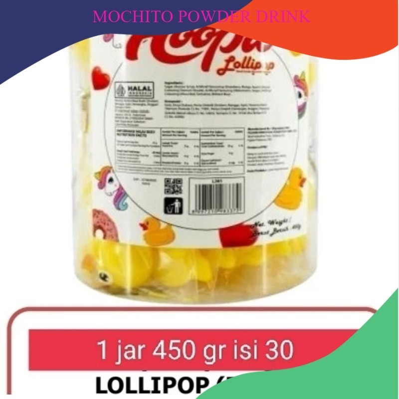 

permen lolipop hoopie 450 gr per toples/permen karakter lucu lolipop 450g