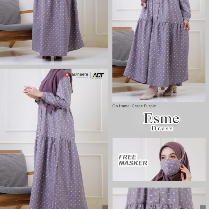 ESME DRESS KALE GREEN YASMEERA GAMIS SAJA KATUN TRIJI FREE MASKER - XXL