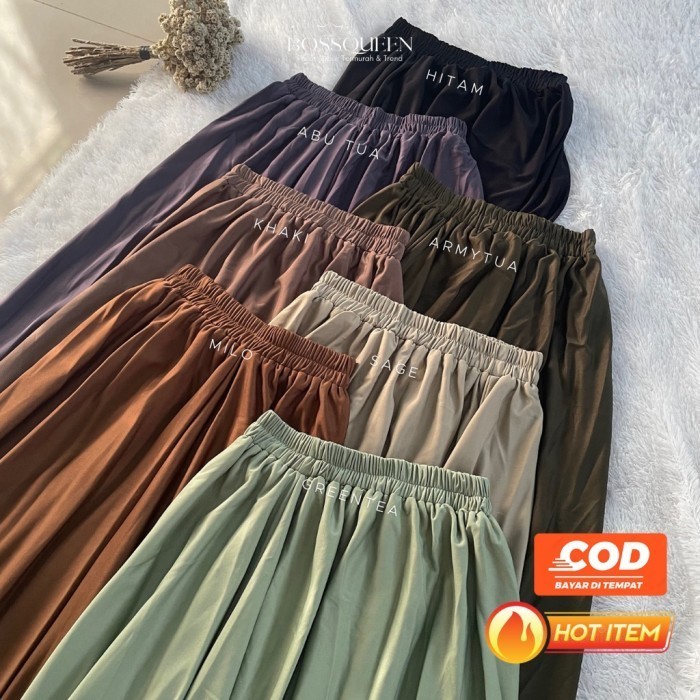 rok bawahan wanita muslim - khaki