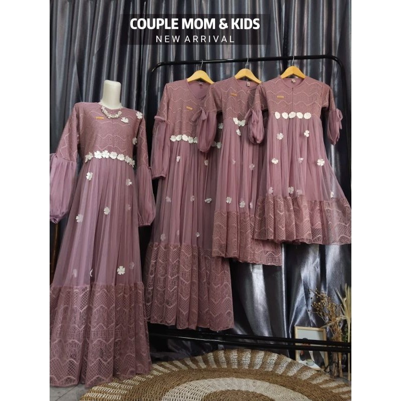 SD32NM GAMIS COUPLE MOM & KIDS ANAK 3-15 TAHUN READY//TERBARU  GAUN PESTA COUPLE LULA DRESS EXSLUSIV