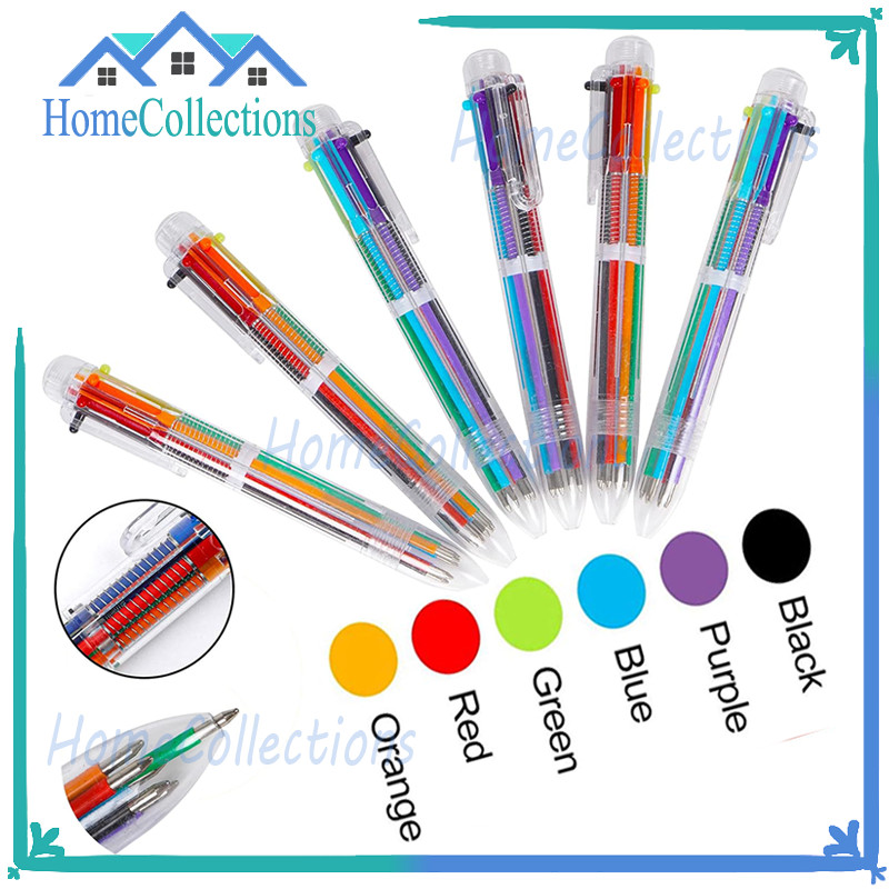 

Pulpen 6 Warna Transparan/Pena 6 in 1 Warna Warni/Pulpen Transparan 6 Warna