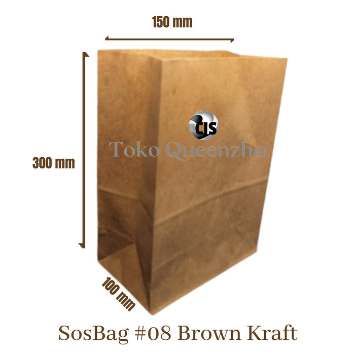 

AST Paper Bag Coklat #08 - Brown Kraft Kantong Kertas Roti - 100 pcs