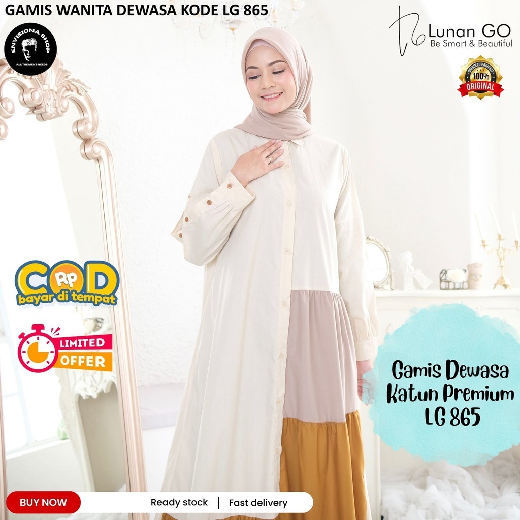 Gamis Dewasa Katun Premium Lebaran 2024 Lunango LG 865