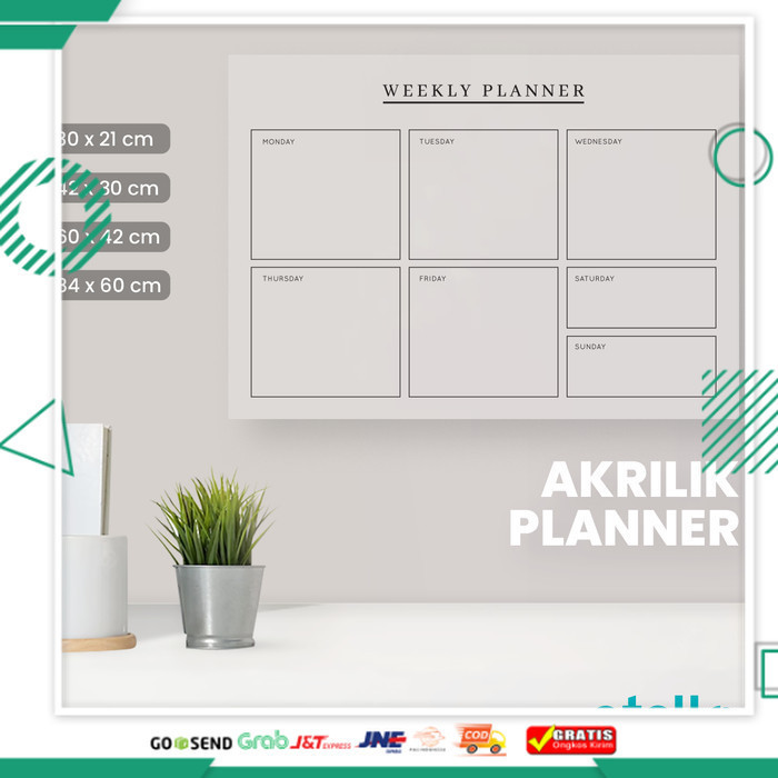 

Paling Murah Minimalist Weekly Planner Akrilik ll Calendar Dinding Papan Jadl - 30 x 21 cm