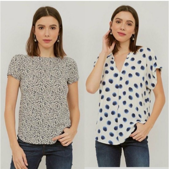 BAJU HM BLOUSE HNM RAYON ELEGANT MOTIF WANITA DEWASA H&M BLUS