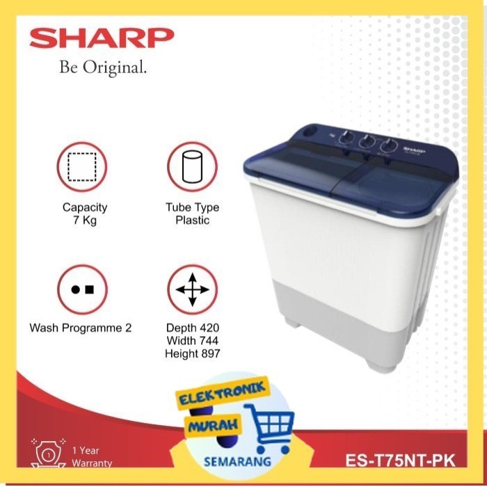 Sharp Mesin cuci 2 Tabung 7Kg ES-T75NT