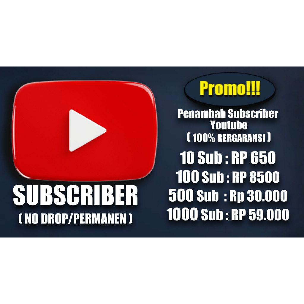 Promo SUBSCRIBER Youtube Termurah - No Drop - Bergaransi/Refill