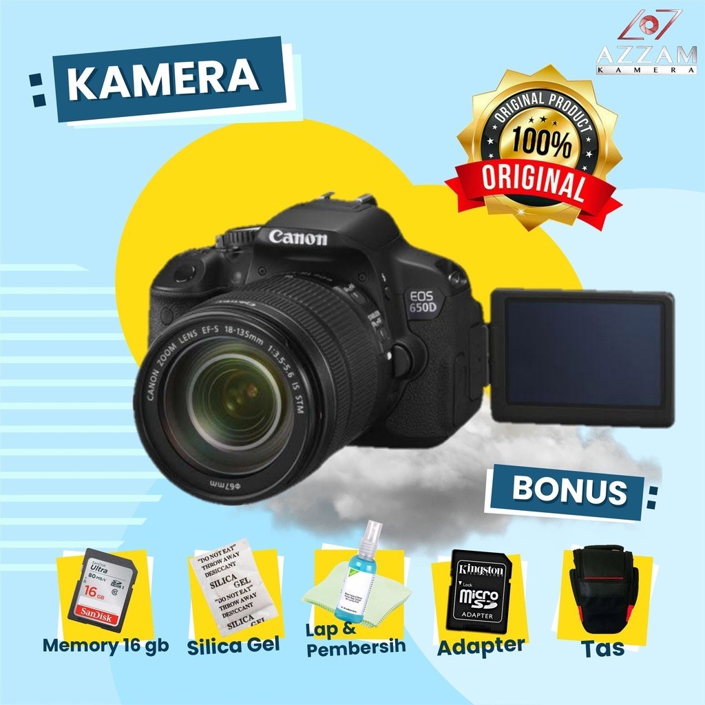 Canon 650D Kit Second Body Only Kamera Layar Lipat Garansi 1000% Normal Siap Pakai Kualitas di atas 