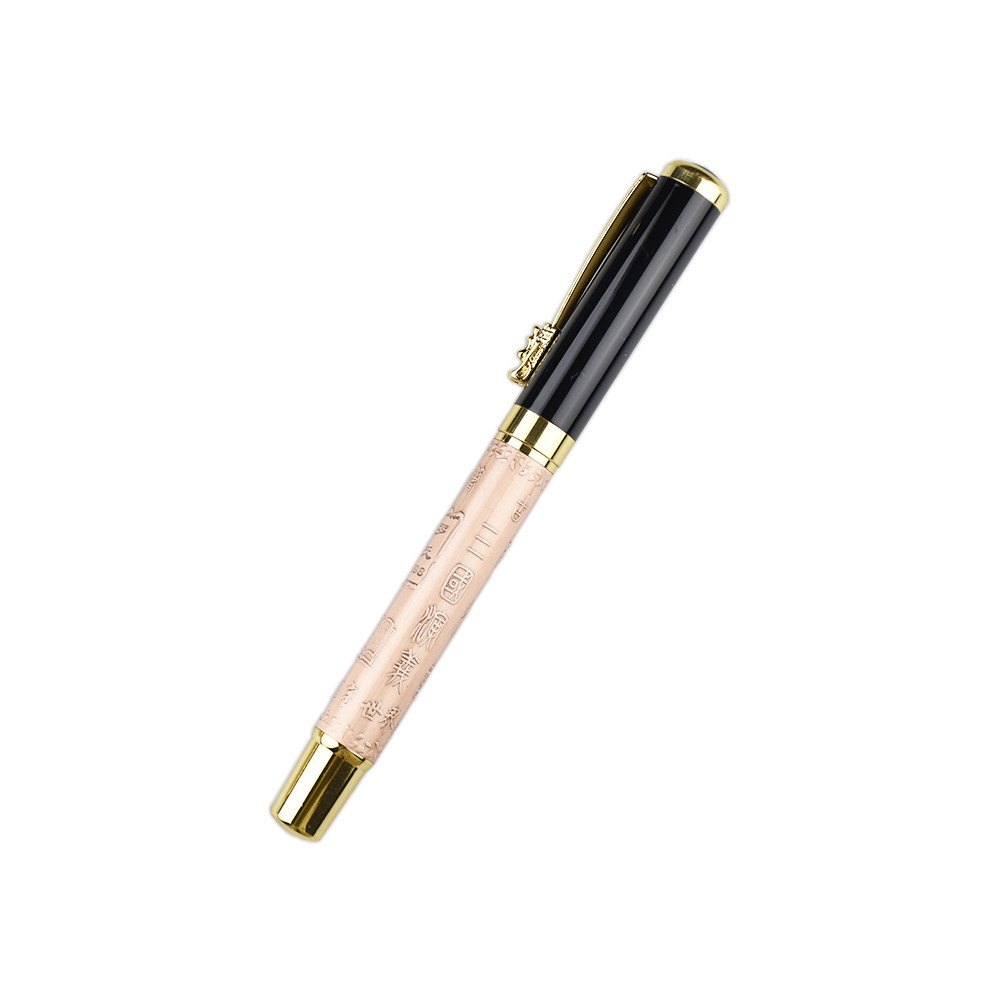 

Fast shipping low MOQ Emboss rollerball customised pens promote gift refill ink pen with dragon clips