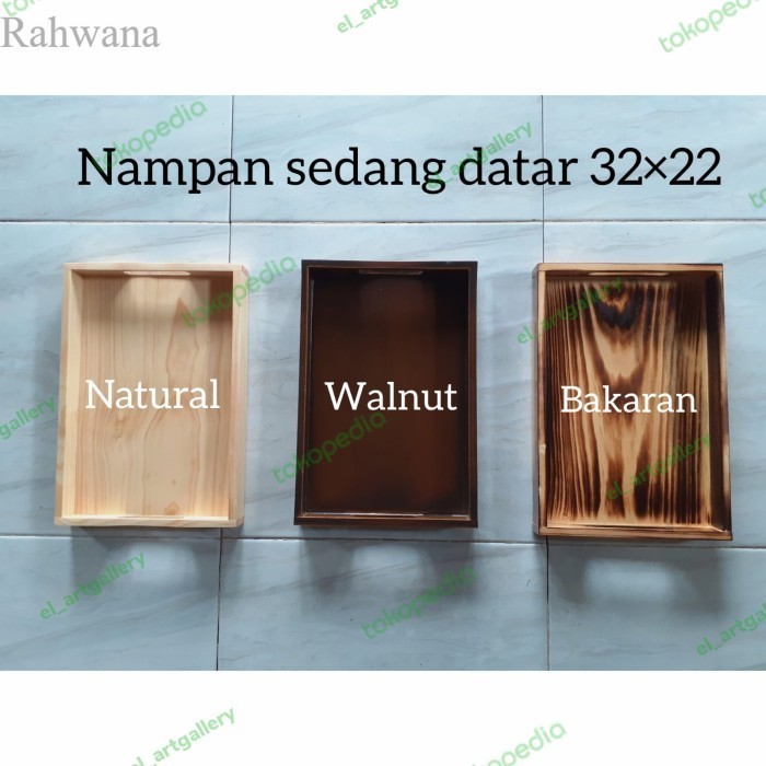 

Baki Kayu Pinus / Nampan Kayu Serbaguna/ Tray Kayu ukuran 32x22 cm - 32x22 Mlkg Bkrn antik