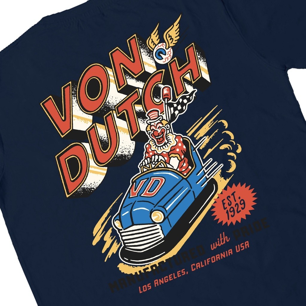 【COD】 Von Dutch Tshirt 0722 Navy Blue KAOS