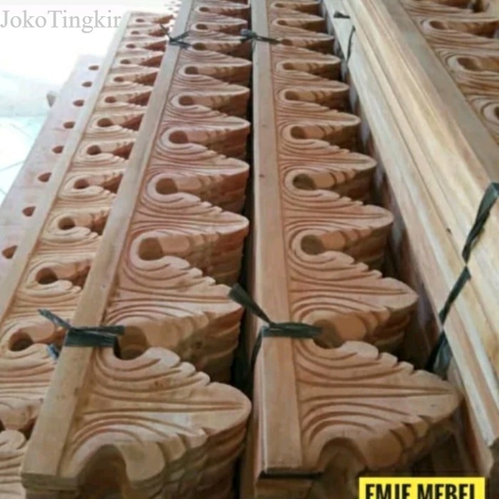 

ukiran tempel motif cemara ukir lis plang kayu mahoni murah