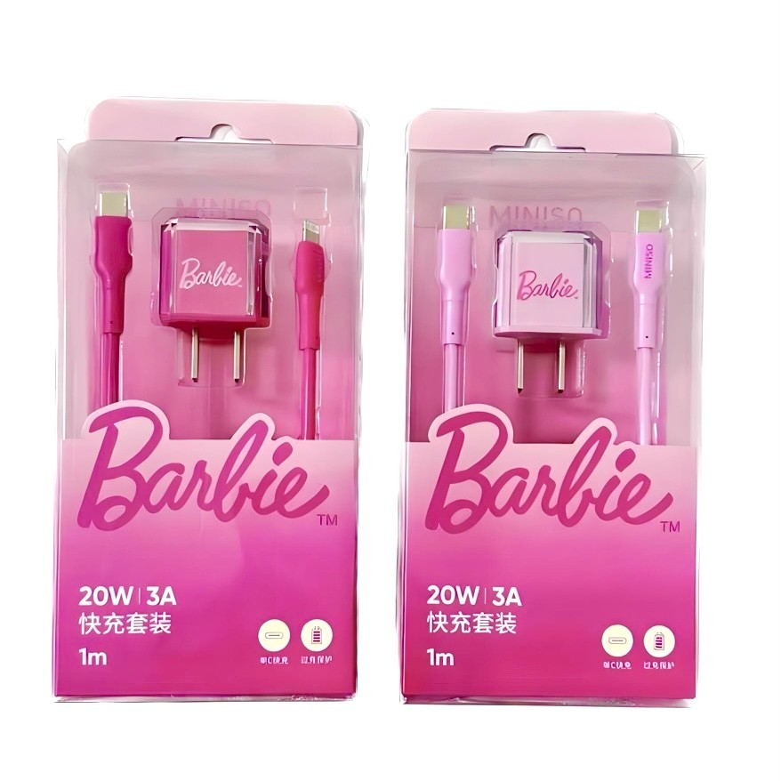 

(READY STOCK) BARBIE USB Charger kabel data type C lightning Fast Charging iphone pink micro usb