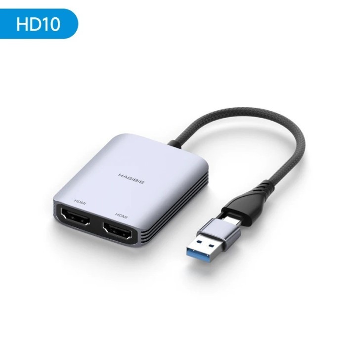 Hagibis USB 3.0 to Dual HDMI-Compatible Adapter Triple display Video - HDMI+HDMI