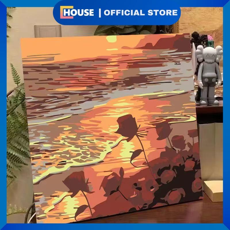 

U HOUSE Paint by number 20 x 20cm Canvas Paint By Number Kit DIY Digital Painting Kit Kanvas Painting-Alat Lukis Lengkap 1 Paket