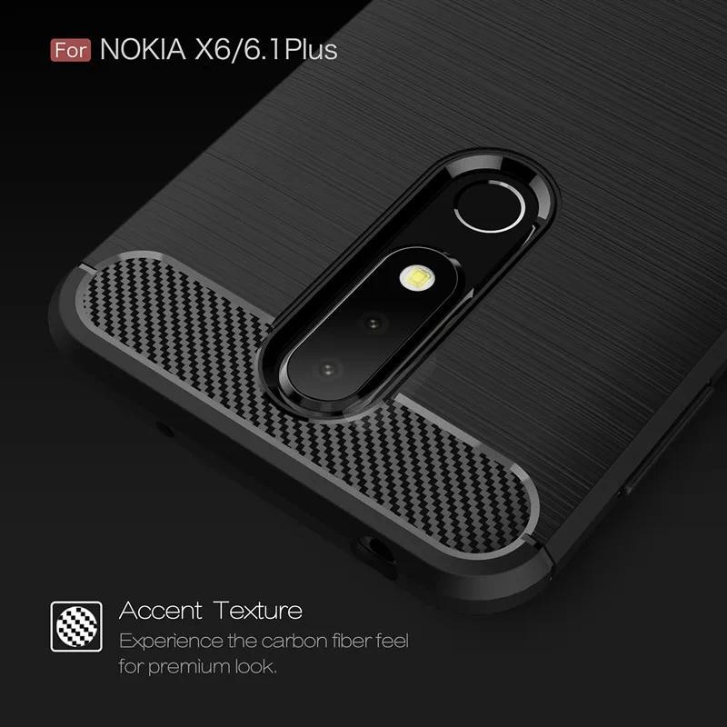 New Phone case Nokia 6.1plus 6.1+ Anti Scratch nokia X6 Nokia 6.1 Plus Back coverCarbon Fiber Textur