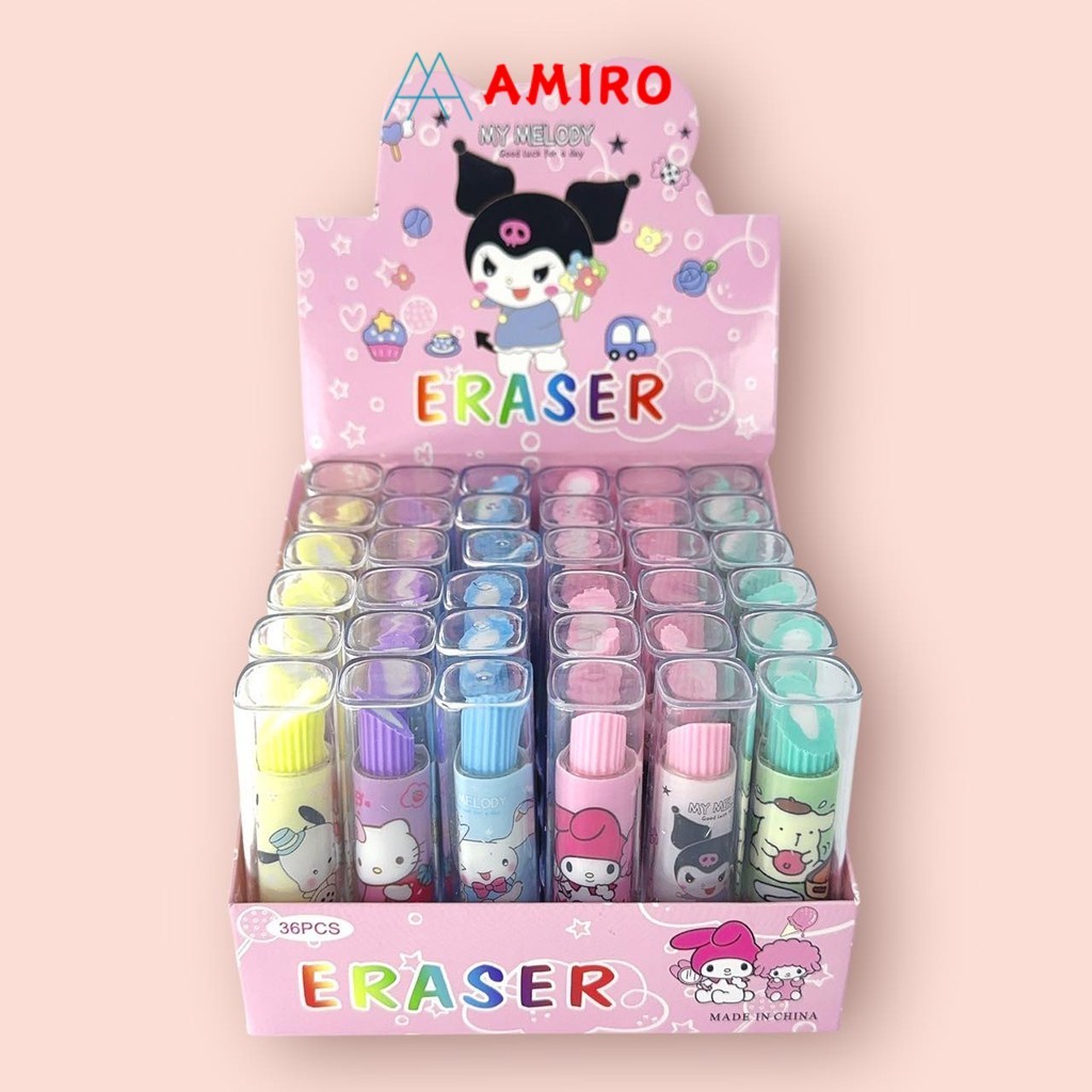 

(1box=36pcs) Penghapus Pensil Model Lipstik Beauty Lucu Imut / Stick Lipstik Karakter / Eraser Bentuk Lipstik Beauty Warna Warni