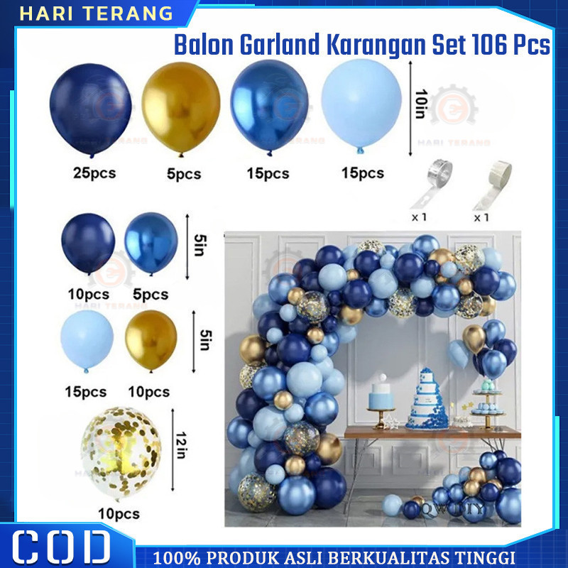 Balon Garland Karangan Bunga Warna Biru Untuk Dekorasi Pesta Ulang Tahun Balon Ulang Tahun Dekorasi 