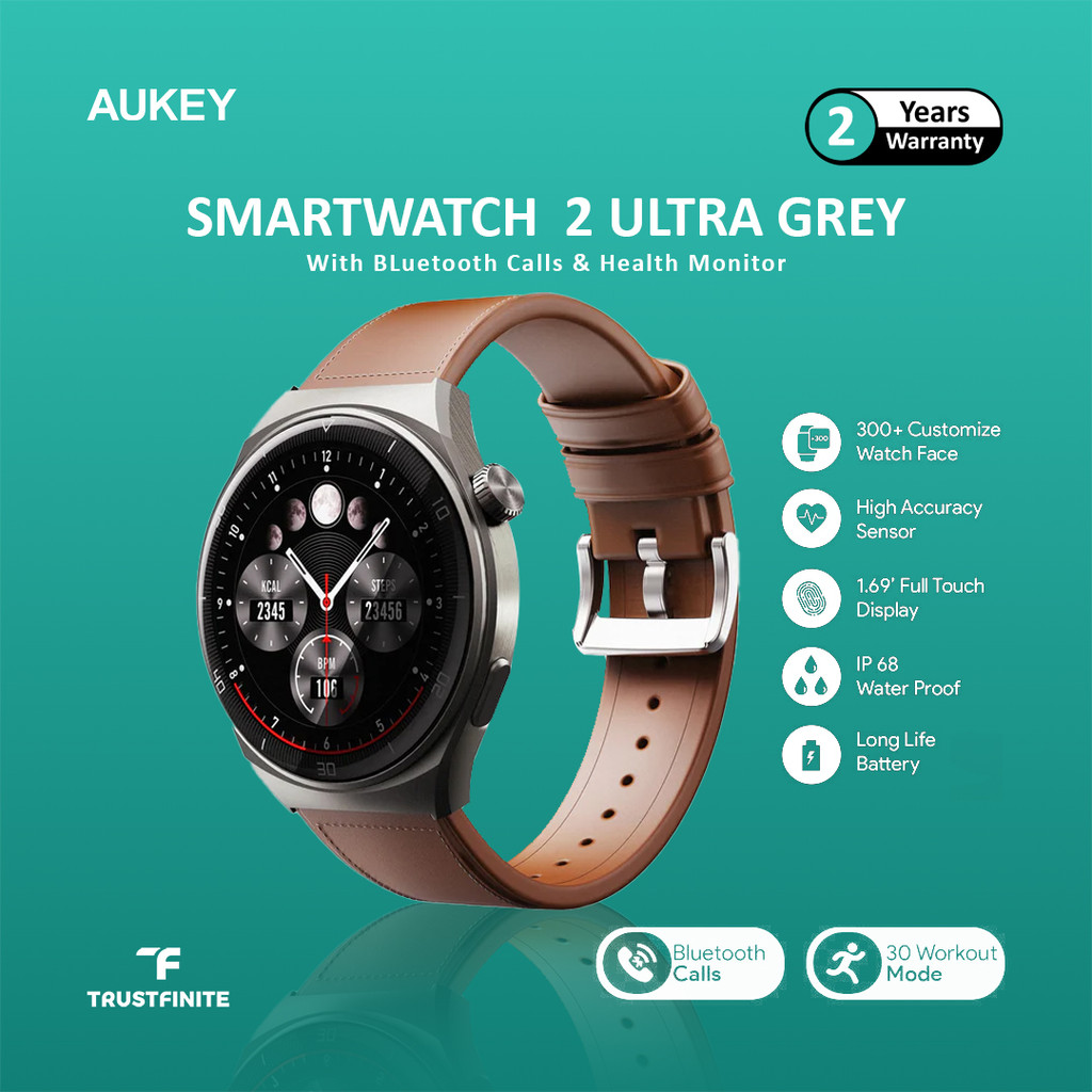 AUKEY SmartWatch 2 Ultra Amoled Display Waterproof Bluetooth Call SW-2U