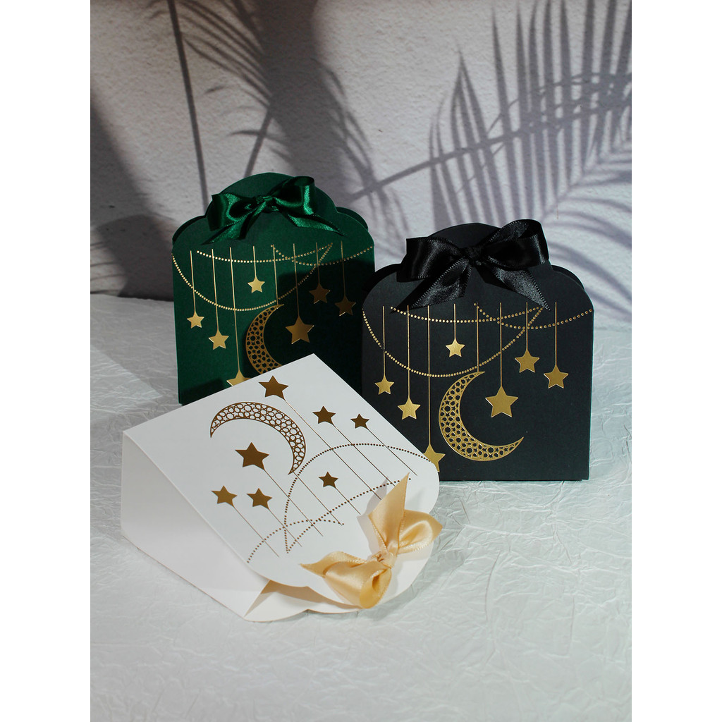 

EID Mubarak Gift Candy Box Moon Star Cookie Dessert Packing Bag Islamic Ramadan Kareem Party Supplies Muslim Decoration Favors