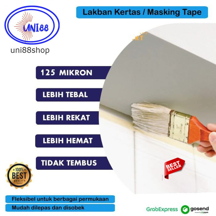 

Lakban Kertas Masking Tape 12mm 24mm 36mm 48mm Selotip Penutup Cat - 24 mm 12 mm 48 mm