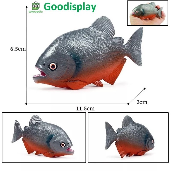 "V.NLN" - TERMURAH aneka mainan miniatur hewan ikan animal fish arwana coelacanth piranha - Piranha