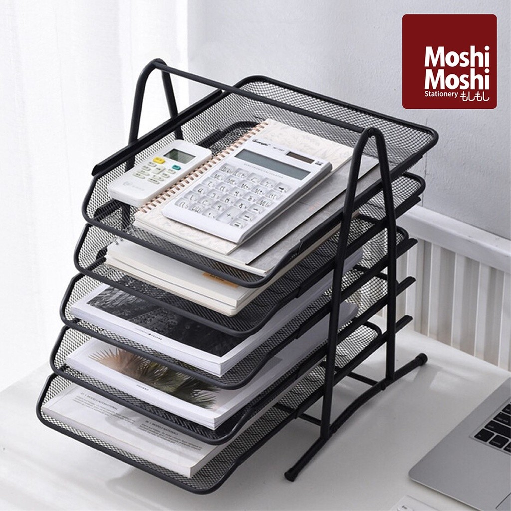 

yj97og Document Tray Desk Storage Foldable 5 Tiers Rak Kertas File Dokumen 5 Susun Jaring Besi