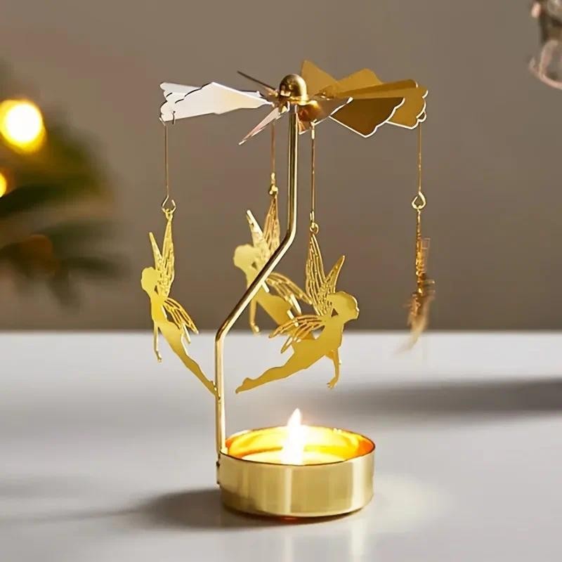 

1pc Metal Hot Rotating Candle Holder Rotating Candle Holder Dinner Party Wedding Party Candle Holder Decoration Gift