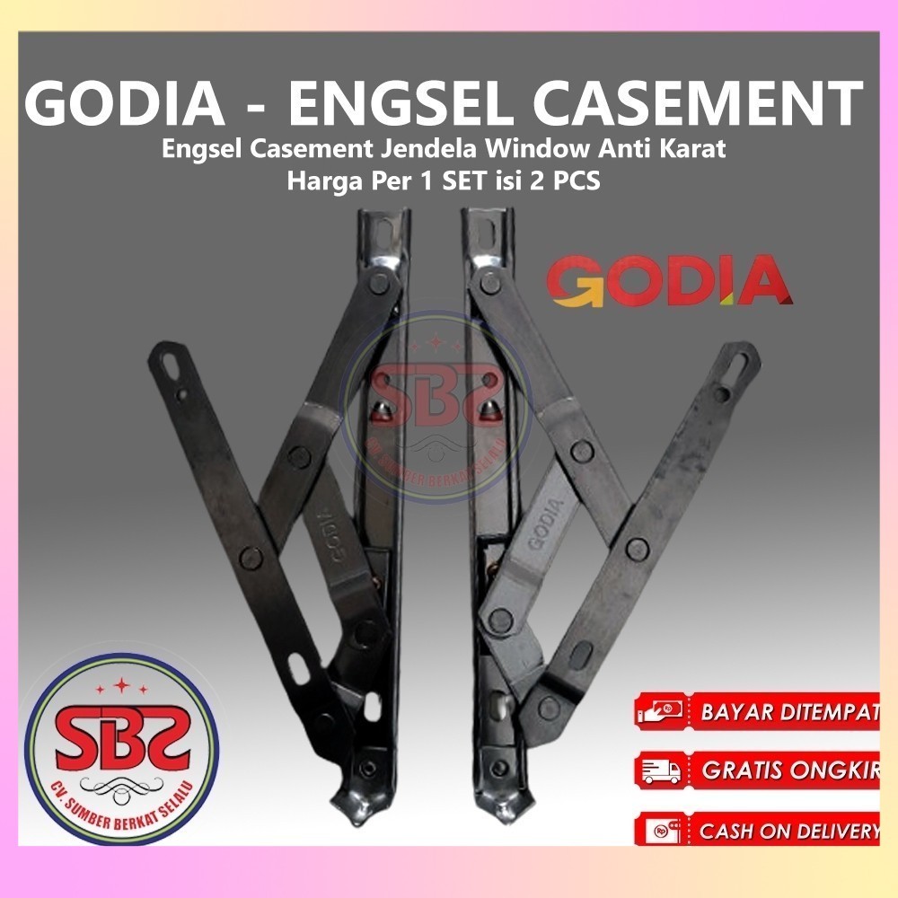 GODIA - ENGSEL CASEMENT - Engsel Jendela Casement Window Kayu Alum 8'' 10" 12" 14" 16'' 18" 20" In