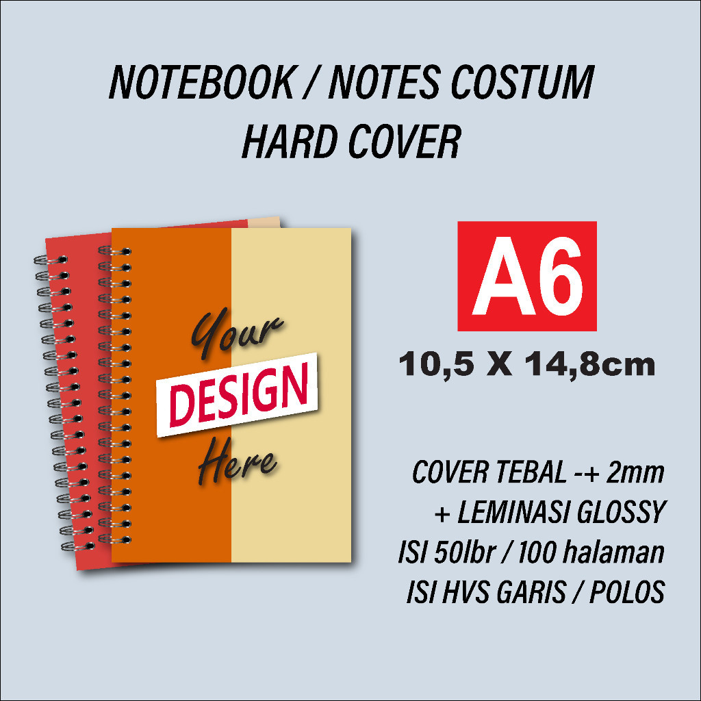 

Buku Catatan / Notebook/Notes hardcover Spiral costum A6 isi HVS 50lbr