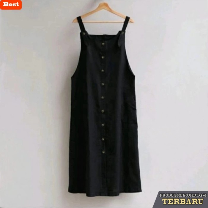 rok wanita kekinian MAGGIE OVERALL PANJANG WANITA | ROK PANJANG FASHION MUSLIM OVERALL - Hitam, all 