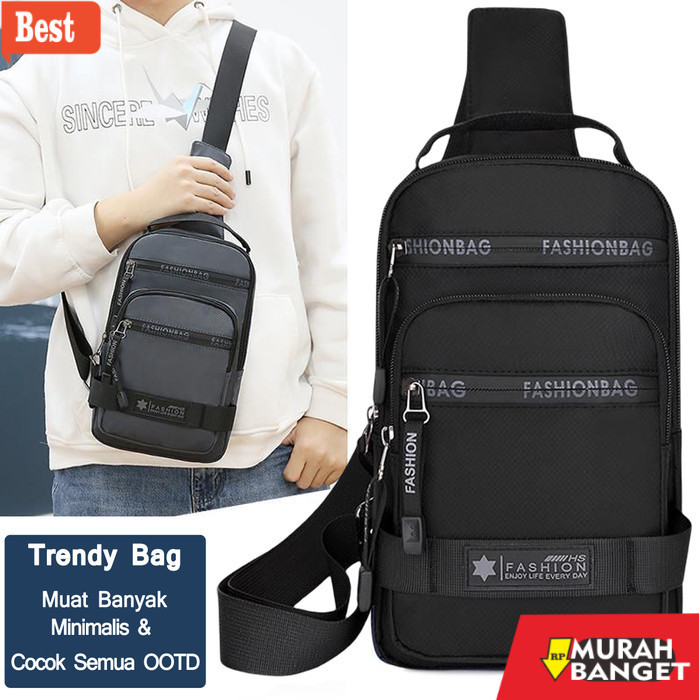 tas selempang pria kekinian Techdoo Tas Selempang Pria Multifungsi Sligbag Besar Fashion TS705 - Hij